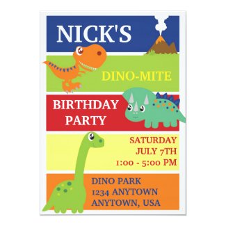 DINO-MITE DINOSAUR BIRTHDAY PARTY INVITATION