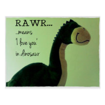 Dino Postcard Rawr means 'I love you in dinosaur'
