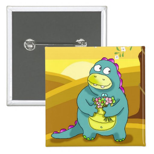 dino with flower pin