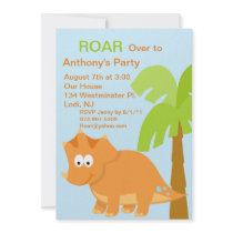 DINOmite Orange Dinosaur Kids Birthday Invitation