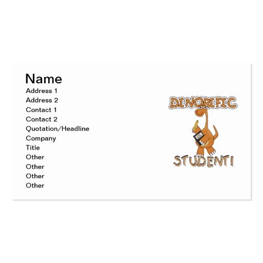 Dinorific Student T-shirts and Gifts Business Card Templates