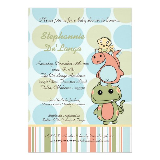 Dinos Play Dinosaurs T Rex Baby Shower Invitation (front side)