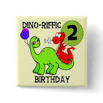 Dinosaur 2nd Birthday T-shirts and Gifts Button
