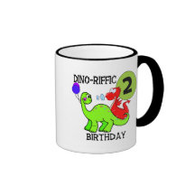 Dinosaur 2nd Birthday T-shirts and Gifts Mugs