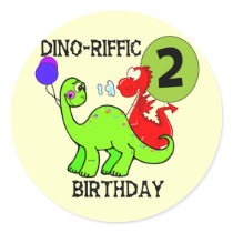 Dinosaur 2nd Birthday T-shirts and Gifts Stickers