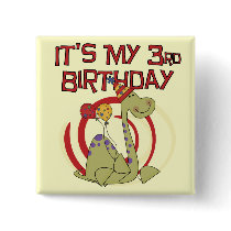 Dinosaur 3rd Birthday Tshirts and Gifts Pin