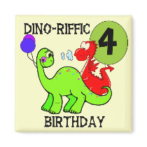 Dinosaur 4th Birthday Tshirts and Gifts magnets