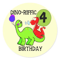 Dinosaur 4th Birthday Tshirts and Gifts stickers by kids_birthdays Dinosaur 4th Birthday Tshirts and Gifts stickers