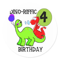 Dinosaur 4th Birthday Tshirts and Gifts stickers by kids_birthdays Dinosaur 4th Birthday Tshirts and Gifts stickers