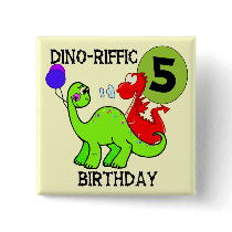 Dinosaur 5th Birthday T-shirts and Gifts Pinback Buttons