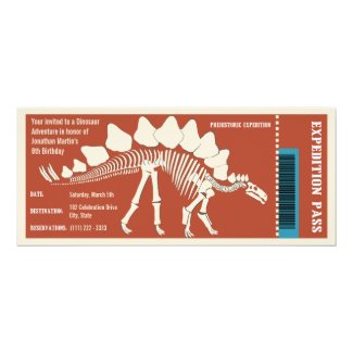 Dinosaur Adventure Pass 4x9.25 Paper Invitation Card