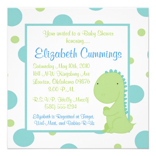 dinosaur Baby Shower invite cute fun simple (front side)