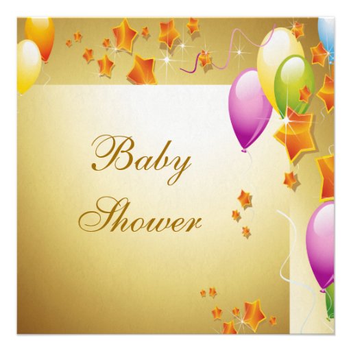Dinosaur & Balloons Elegant Gold Baby Shower Announcement