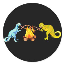 Dinosaur Barbecue Round Stickers