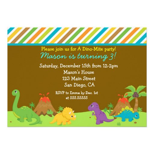 Dinosaur Birthday Party Invitaions Personalized Invites