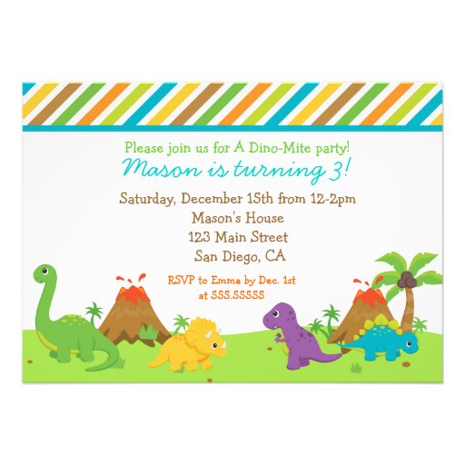 Dinosaur Birthday Party Invitaions Invites (front side)
