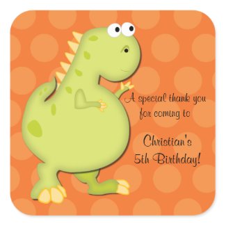 Dinosaur Birthday Party Thank You Stickers