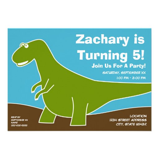 Dinosaur Birthday Party Theme Personalized Announcement (front side)
