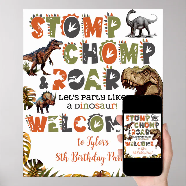 Dinosaur Birthday Party Welcome Sign Zazzle