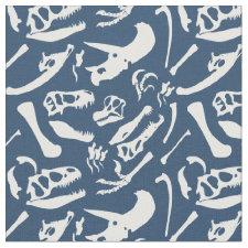 Dinosaur Bones (Blue) Fabric