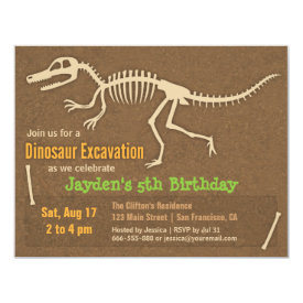 Dinosaur Bones Kids Birthday Party Invitations