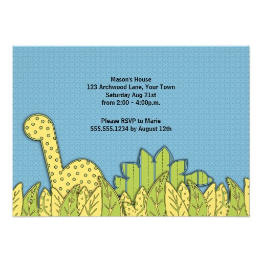 Dinosaur Boy First Birthday Party Invitations