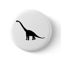 Dinosaur Brontosaurus Black and White Pinback Button