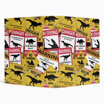 Dinosaur Caution Signs Ring Binder Zazzle