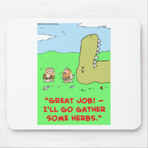 DINOSAUR CAVEMAN GATHER HERBS mousepads
