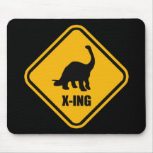 Dinosaur Crossing Street Sign Mousepads