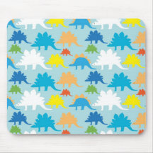 Dinosaur Designs Blue Orange Yellow Red Dinosaurs Mousepad