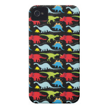 Dinosaur Designs Blue Red Green on Black Case-Mate iPhone 4 Case