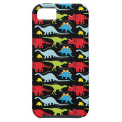 Dinosaur Designs Blue Red Green on Black iPhone 5 Cases