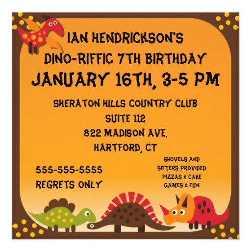 Dinosaur Dig Birthday Invitations