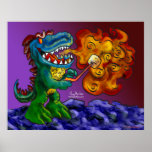 Dinosaur Dragon Cooking Marshmallows With Breath Print