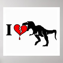 Dinosaur eats heart print