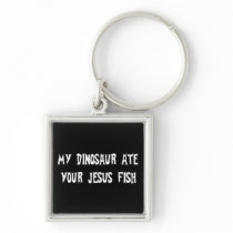 Dinosaur Eats Jesus Fish Key Chains