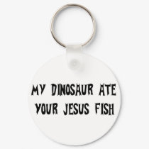 Dinosaur Eats Jesus Fish keychains by godless_heathen Dinosaur Eats Jesus Fish keychains