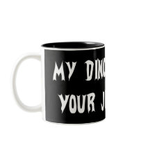 Dinosaur Eats Jesus Fish Coffee Mugs