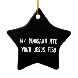 Dinosaur Eats Jesus Fish ornament