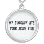 Dinosaur Eats Jesus Fish Pendant