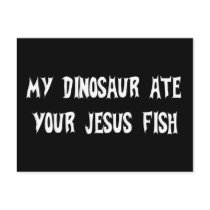 Dinosaur Eats Jesus Fish Postcard