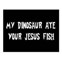 Dinosaur Eats Jesus Fish Postcard