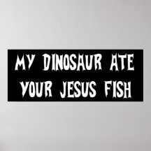 Dinosaur Eats Jesus Fish Posters