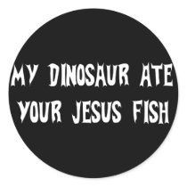 Dinosaur Eats Jesus Fish stickers
