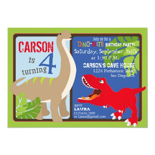 dinosaur fourth birthday invitation card zazzle 4th birthday invitation cards