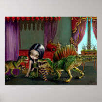 Dinosaur Friends II lowbrow fantasy Art Print