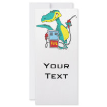 dinosaur gas pump fossil fuel cartoon customized rack card