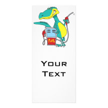 dinosaur gas pump fossil fuel cartoon customized rack card