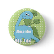 Dinosaur In Blue Happy Birthday To You Name Button button